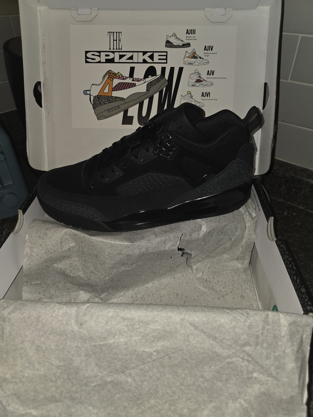 Jordan Spizike Low Black Cat Black/Anthracite 2025 Size 12 Mens
